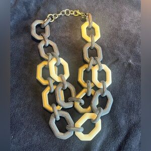 Statement Black, Gold & Ivory necklace. Signed Alisha D.